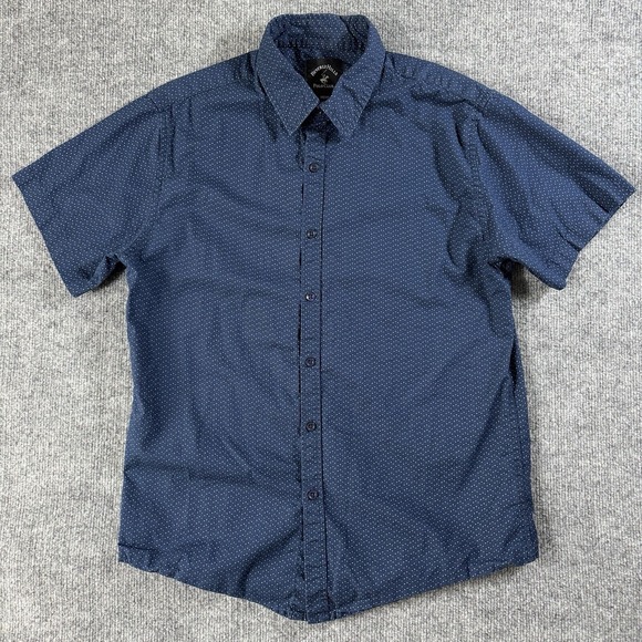 Beverly Hills Polo Club Other - Beverly Hills‎ Polo Club Shirt Mens Medium Button-Up Short Sleeve Polka Dot Blue